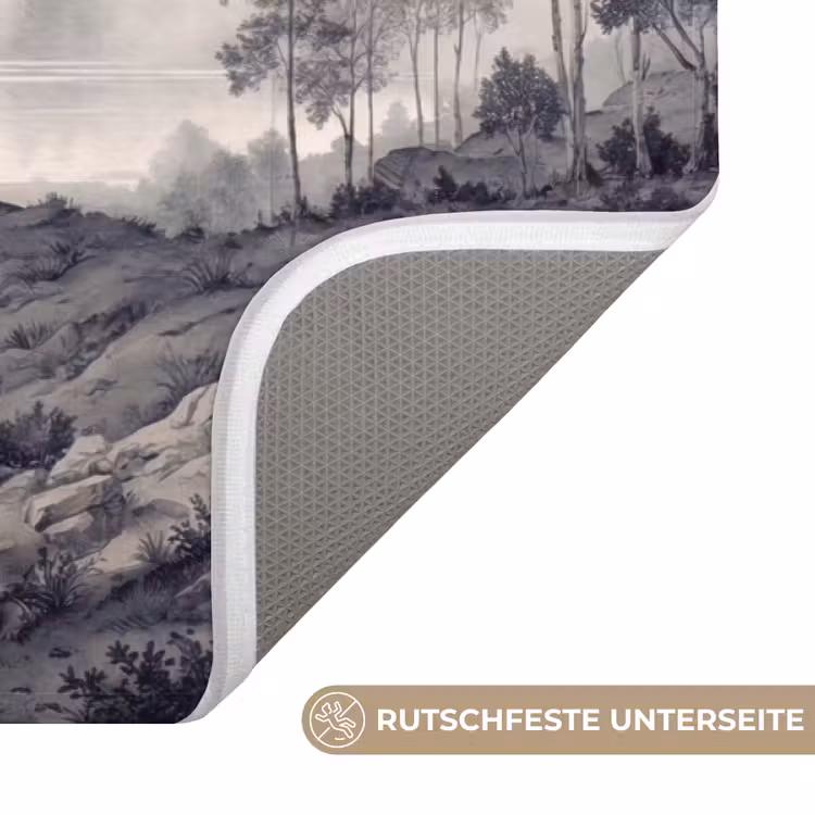Mistig - Berglandschap - Illustratie Badmat middel -USP_AntislipDE