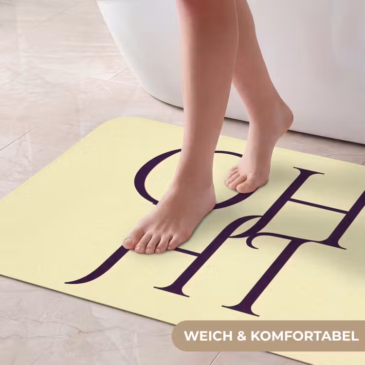 Oh hi - Geel - Monogram Badmat middel -USP_ZachtDE