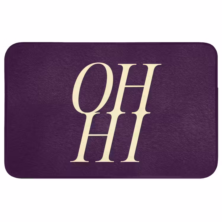 Oh hi - Paars - Minimalistisch Badmat middel -3d