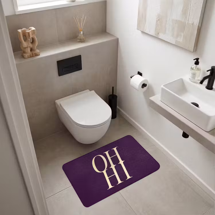 Oh hi - Paars - Minimalistisch Badmat middel -sfeer4