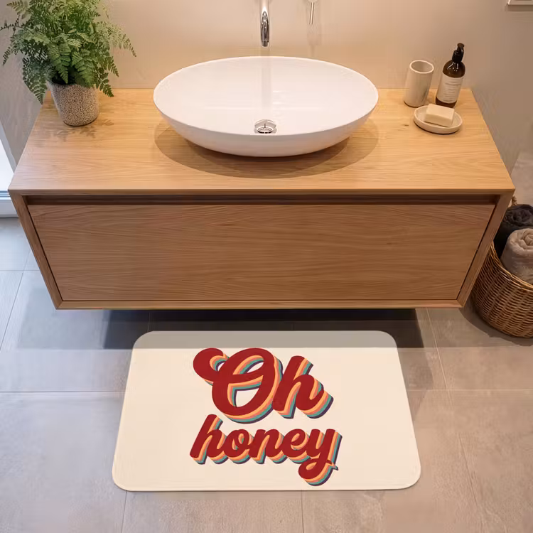 Oh honey - Rood - Schaduw Badmat middel -sfeer1