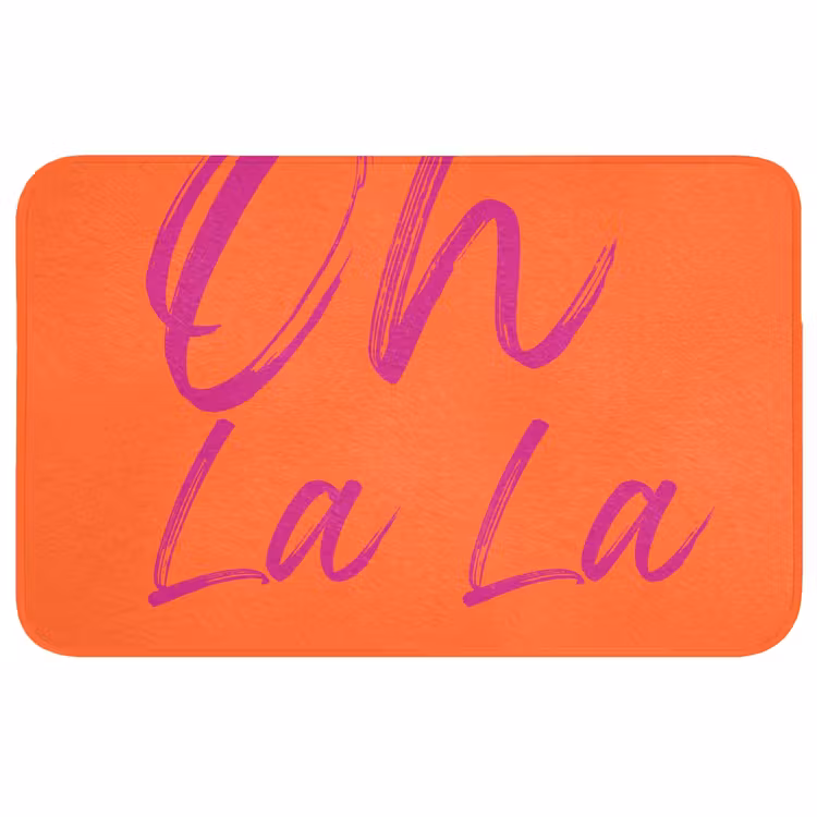 Oh la la - Oranje - Roze - Grafisch Badmat middel -3d