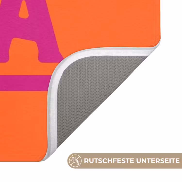 Oh la la - Oranje - Roze - Scheeflettertype Badmat middel -USP_AntislipDE