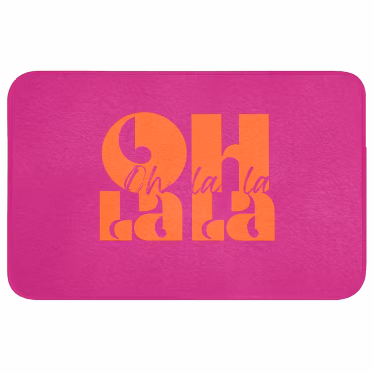 Oh la la - Roze - Oranje - Gestapelde letters Badmat middel -3d