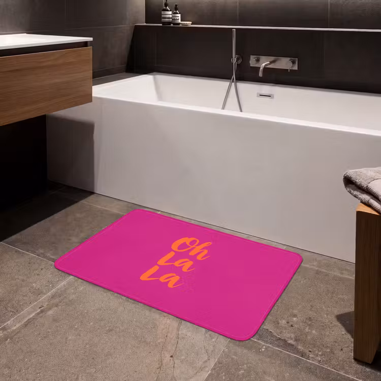 Oh la la - Roze - Oranje - Minimalistisch Badmat middel -sfeer3