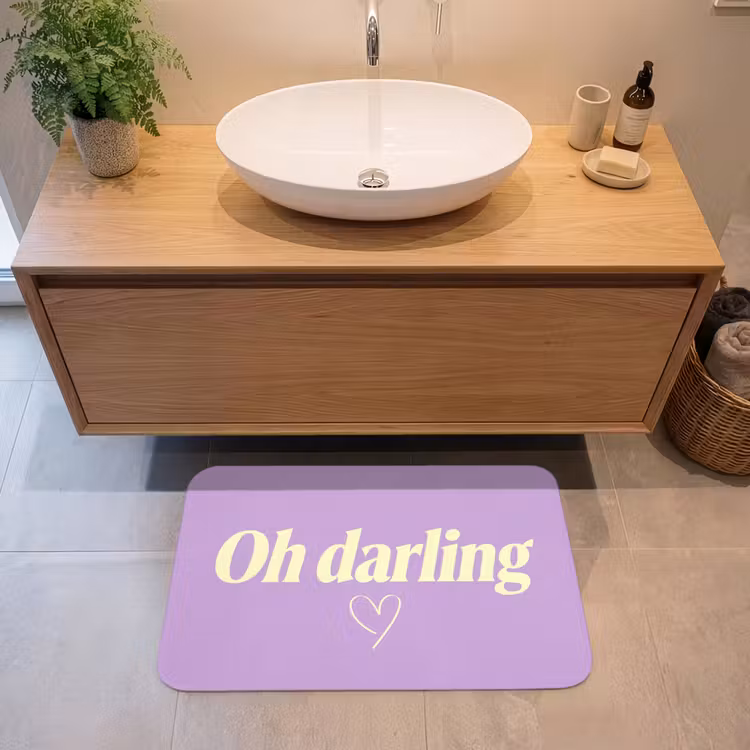 Oh darling - Hart - Paars Badmat middel -sfeer1