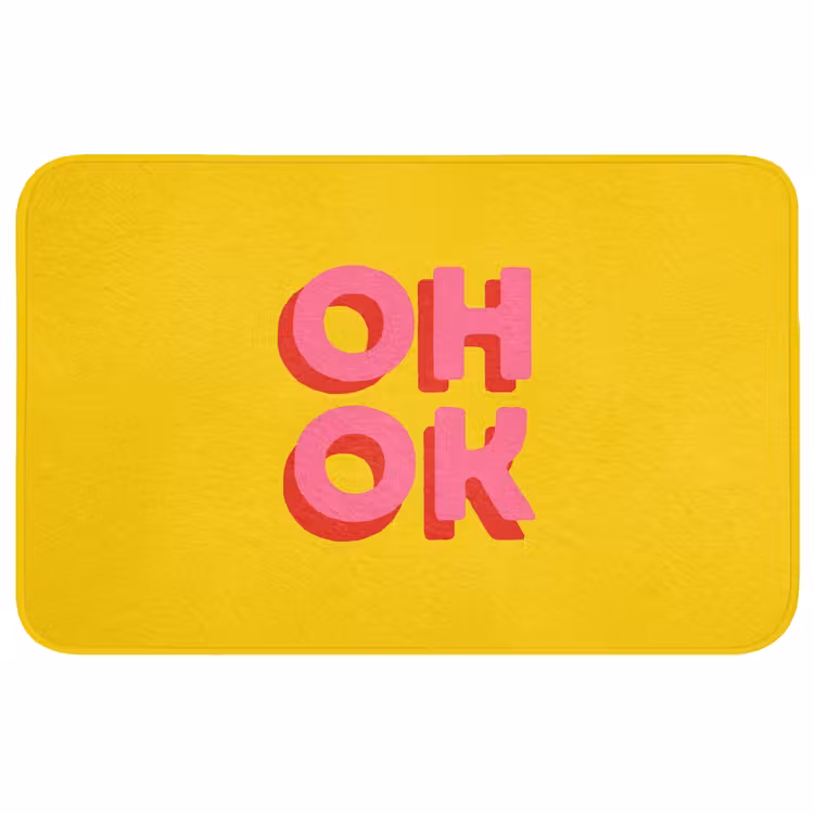 Oh ok - 3D - Geel - Roze Badmat middel -3d