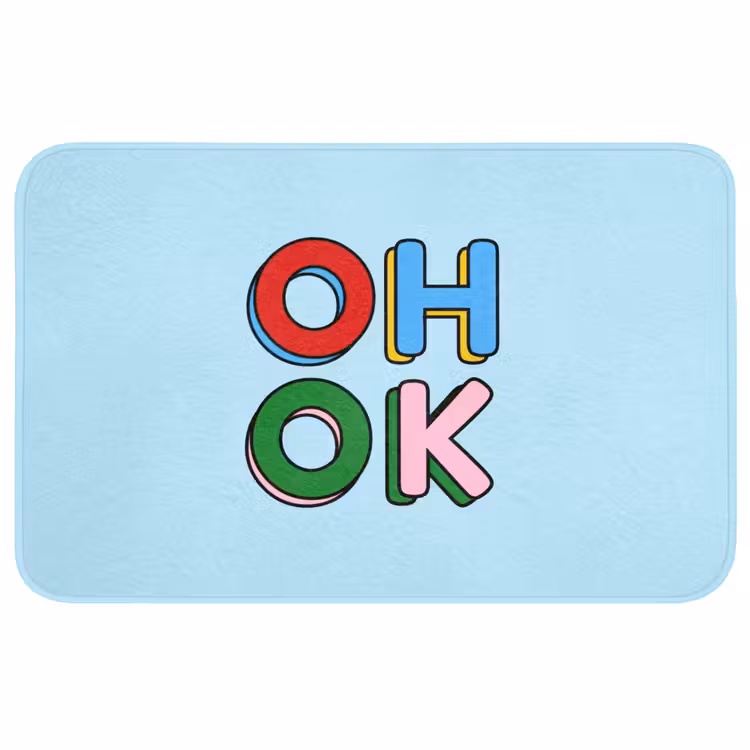 Oh ok - Blauw - Kleurrijk Badmat middel -3d