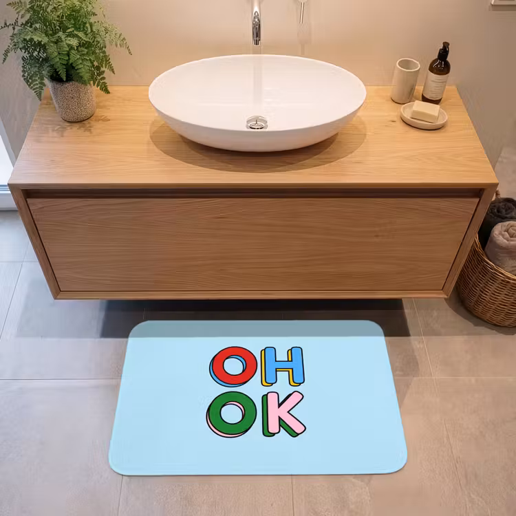 Oh ok - Blauw - Kleurrijk Badmat middel -sfeer1