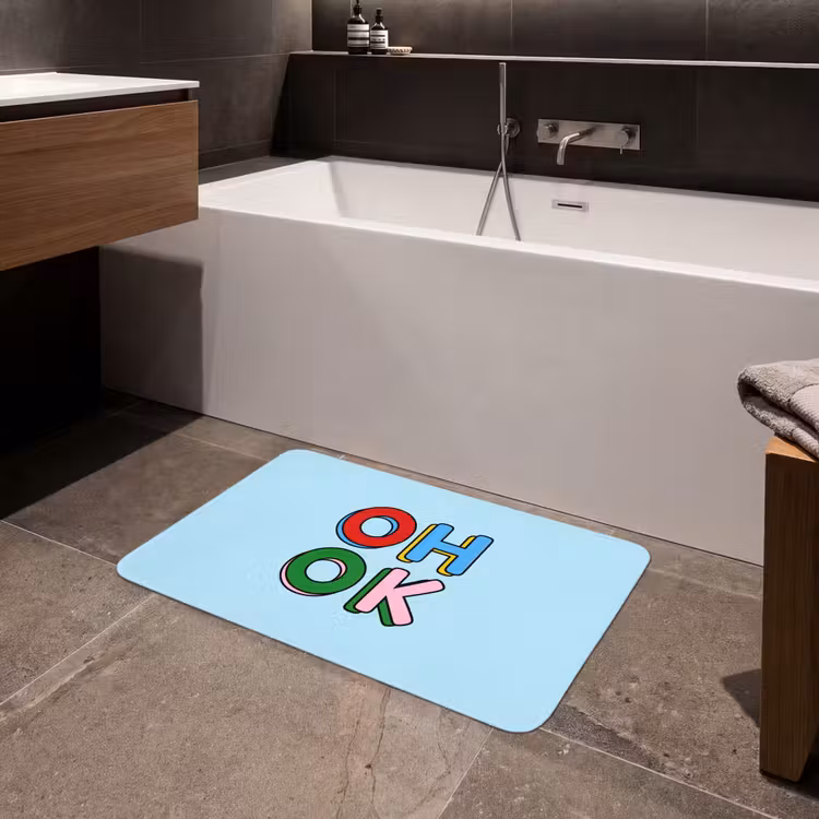 Oh ok - Blauw - Kleurrijk Badmat middel -sfeer3