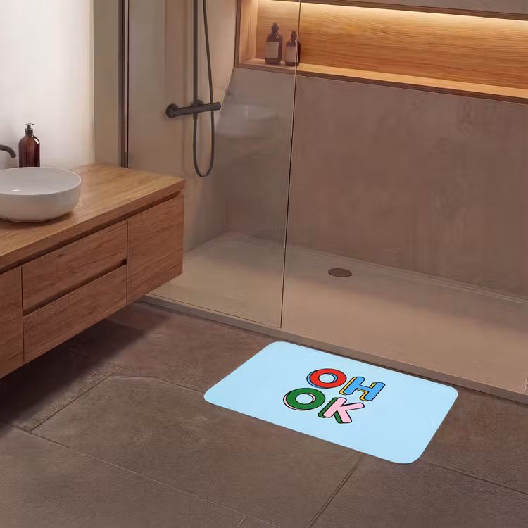 Oh ok - Blauw - Kleurrijk Badmat middel -sfeer2