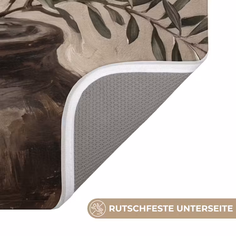 Olijfplant - Aardenpot - Abstract - Beige Badmat middel -USP_AntislipDE