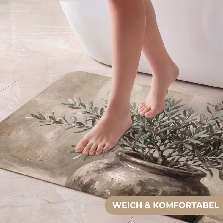 Olijfplant - Aardenpot - Abstract - Beige Badmat middel -USP_ZachtDE