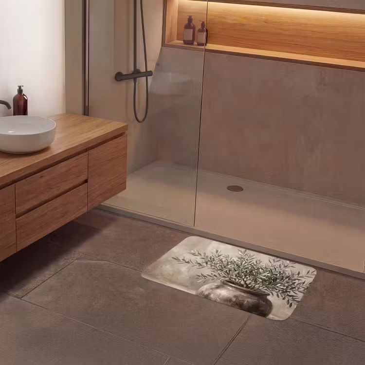Olijfplant - Aardenpot - Abstract - Beige Badmat middel -sfeer2