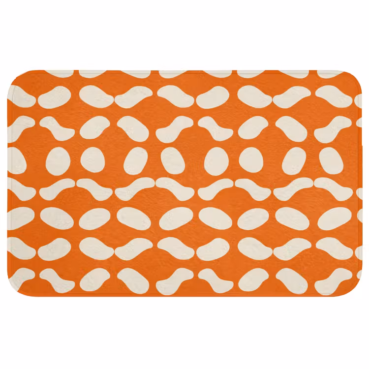 Oranje - Organische vormen - Wit Badmat middel 997 -3d