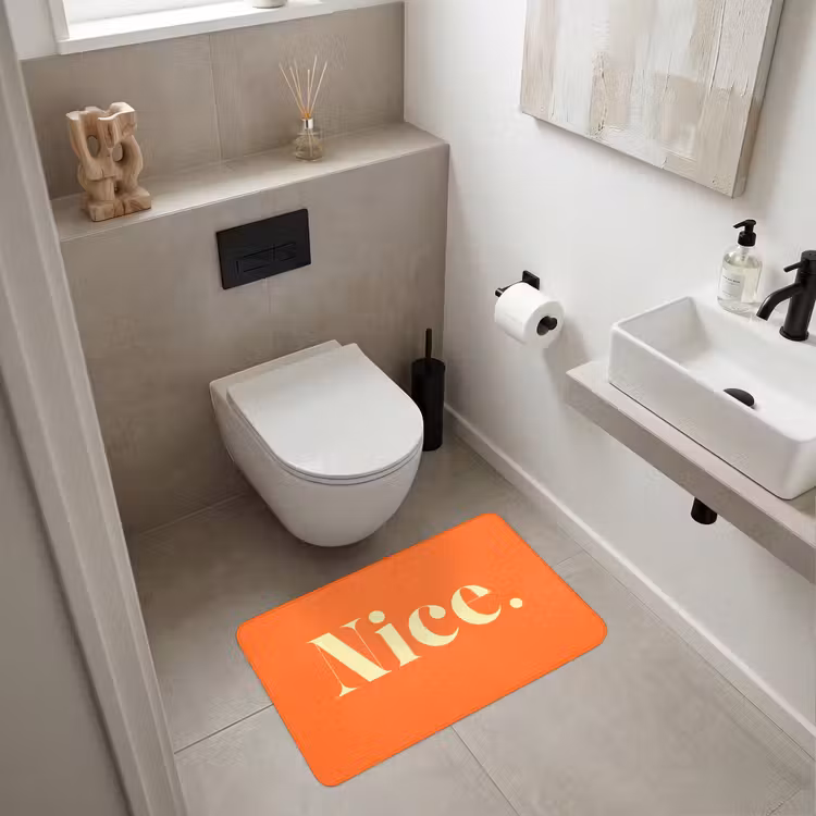 Oranje - Gebroken wit - Nice Badmat middel -sfeer4