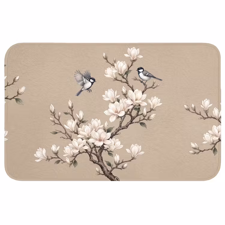 Oosters - Vogels - Beige Badmat middel -3d