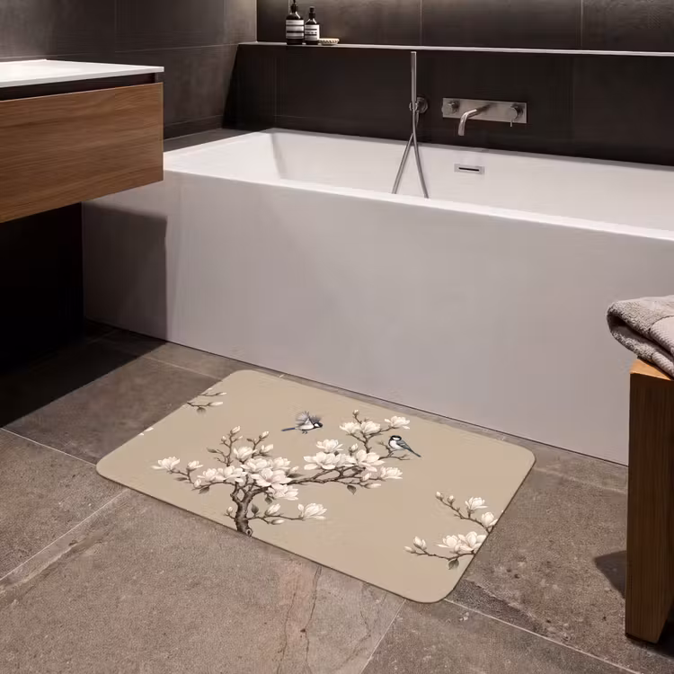 Oosters - Vogels - Beige Badmat middel -sfeer3