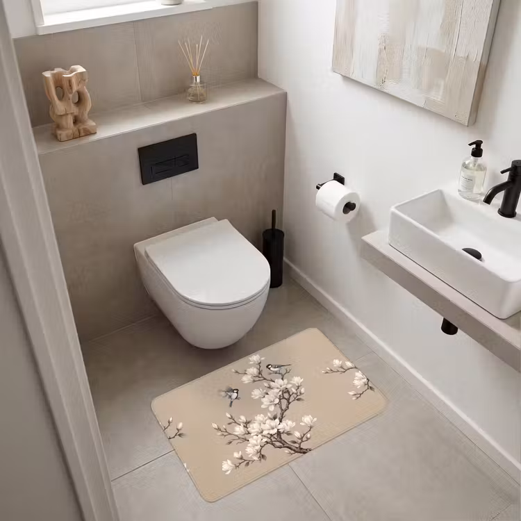 Oosters - Vogels - Beige Badmat middel -sfeer4