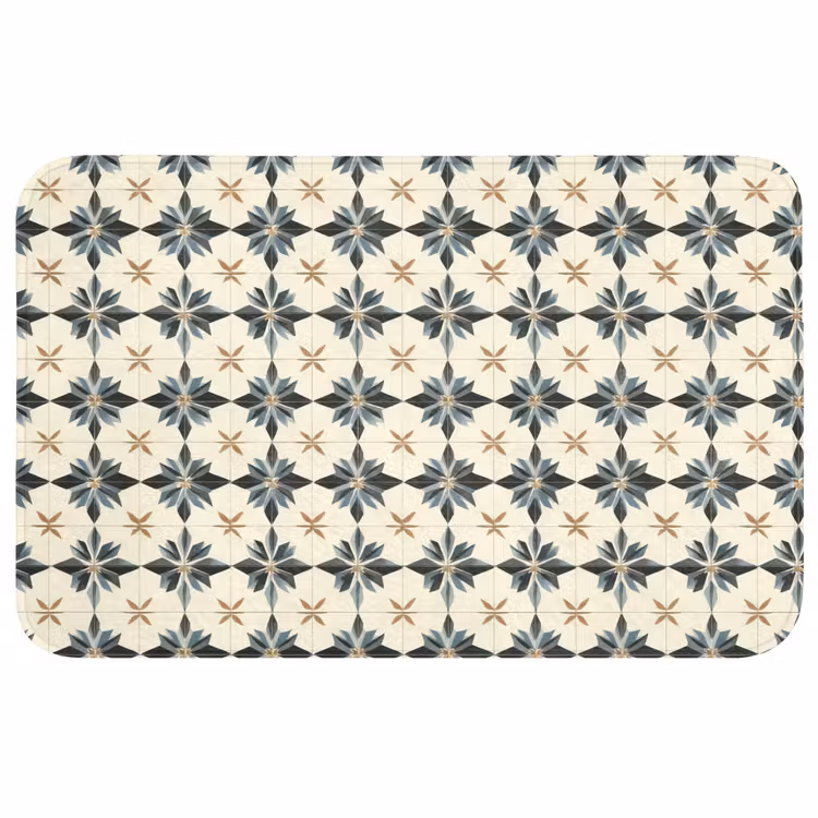 Sierlijk - Ornament - Blauw Badmat middel 997 -3d