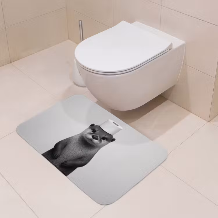 Otter - WC rol - Zwart - Wit Badmat middel -sfeer4