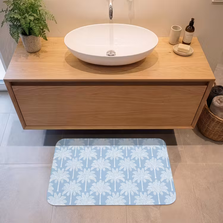 Palmboom - Modern - Blauw Badmat middel 997 -sfeer1