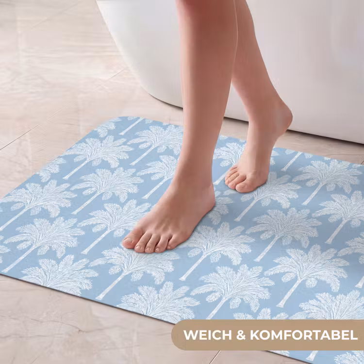 Palmboom - Modern - Blauw Badmat middel 997 -USP_ZachtDE