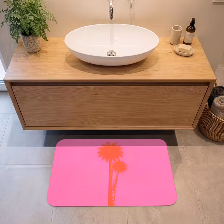 Palmbomen - Modern - Roze Badmat middel -sfeer1