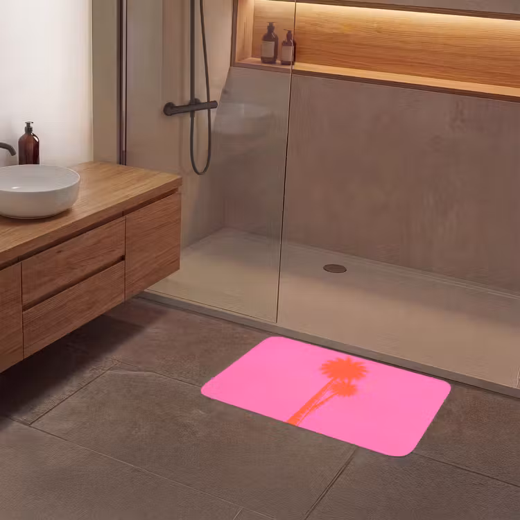 Palmbomen - Modern - Roze Badmat middel -sfeer2