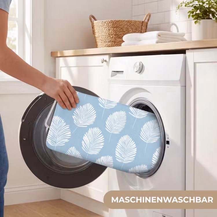 Palmbladeren - Naadloos - Patroon - Pastelblauw Badmat middel 997 -USP_WasbaarDE