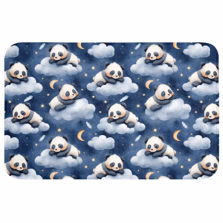 Panda's - Slapen - Blauw Badmat middel 997 -3d