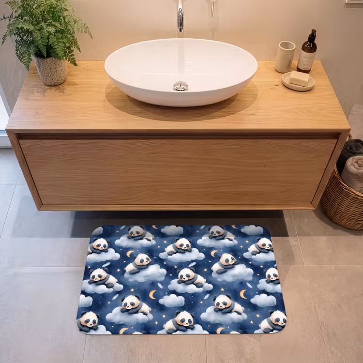 Panda's - Slapen - Blauw Badmat middel 997 -sfeer1