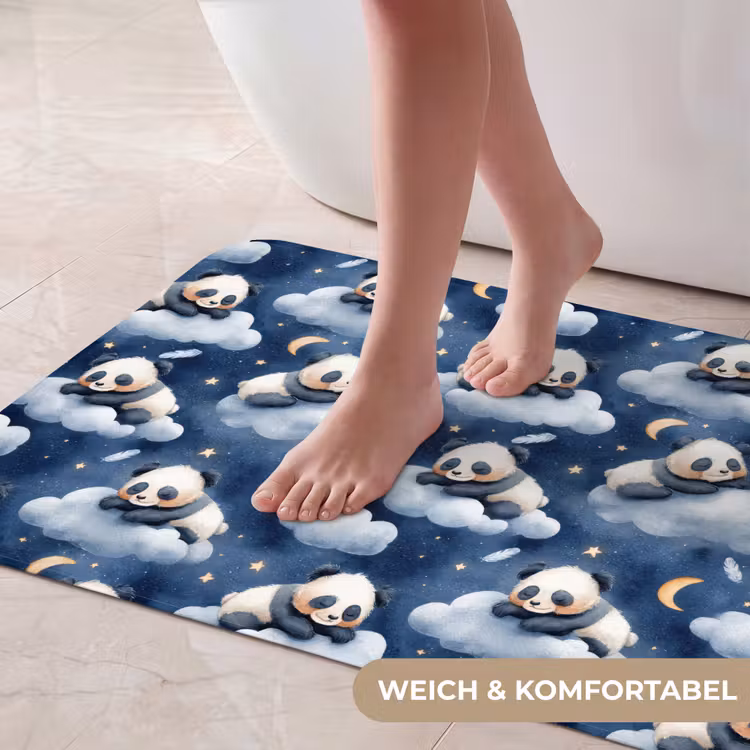 Panda's - Slapen - Blauw Badmat middel 997 -USP_ZachtDE