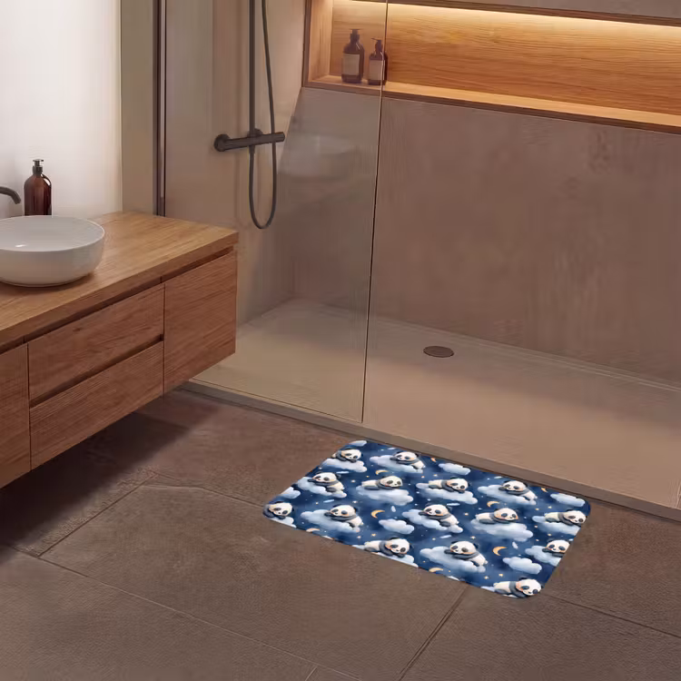 Panda's - Slapen - Blauw Badmat middel 997 -sfeer2