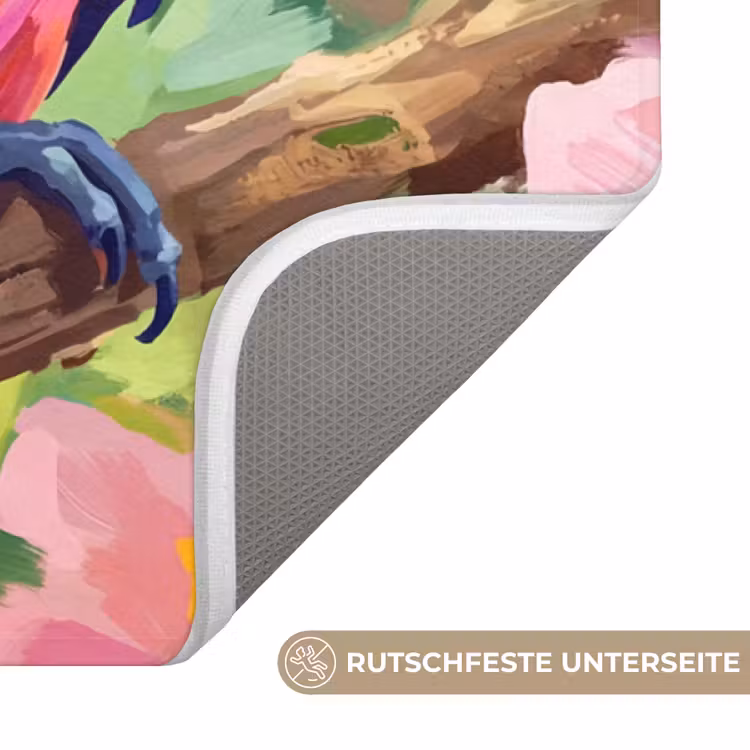 Papagaai - Hibiscusbloemen - Kleurrijk Badmat middel -USP_AntislipDE