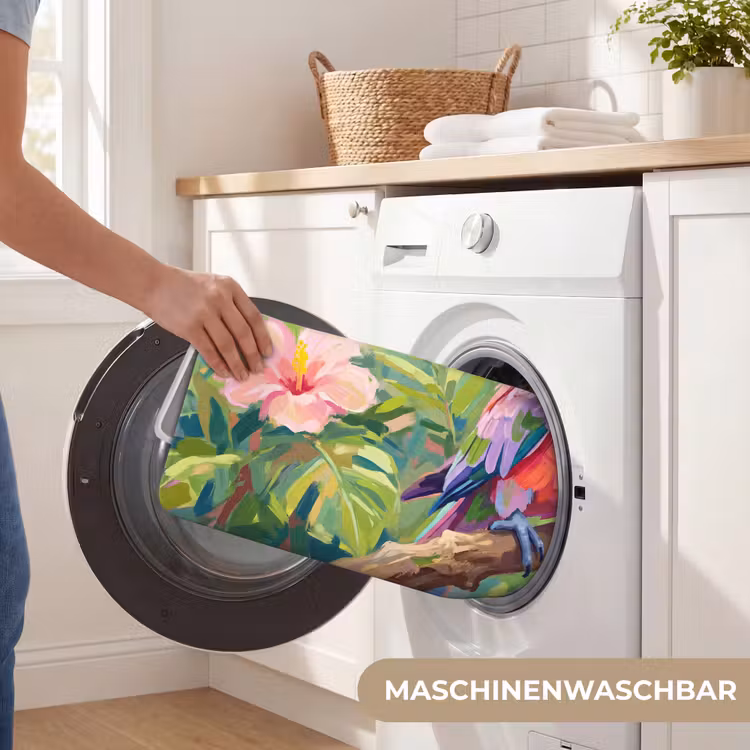 Papagaai - Hibiscusbloemen - Kleurrijk Badmat middel -USP_WasbaarDE