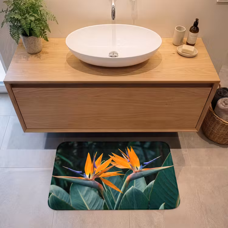 Paradijsvogel - Bloem - Exotisch Badmat middel -sfeer1