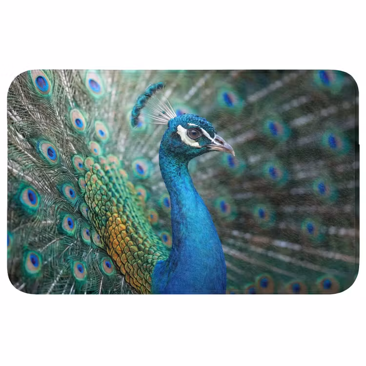 Pauw - Veren - Blauw Badmat middel -3d