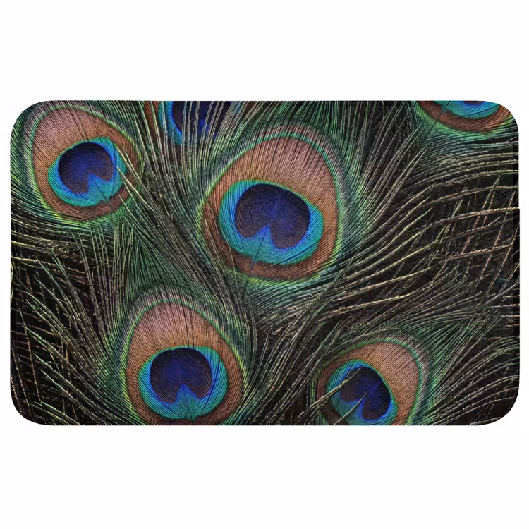 Pauwenveren - Klassiek - Groen Badmat middel -3d