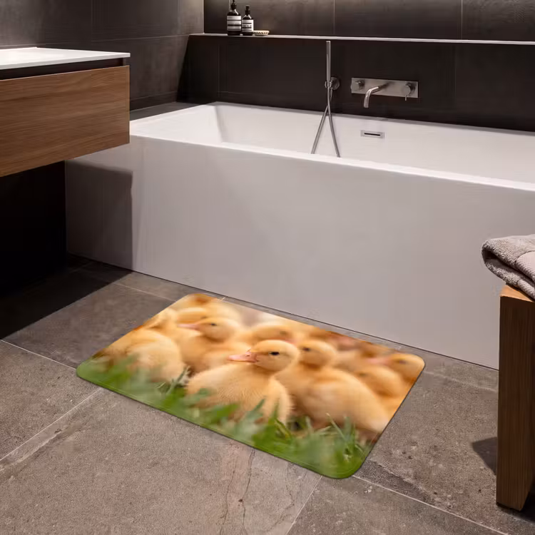 Pijltje - Eend - Natuur - Geel Badmat middel -sfeer3