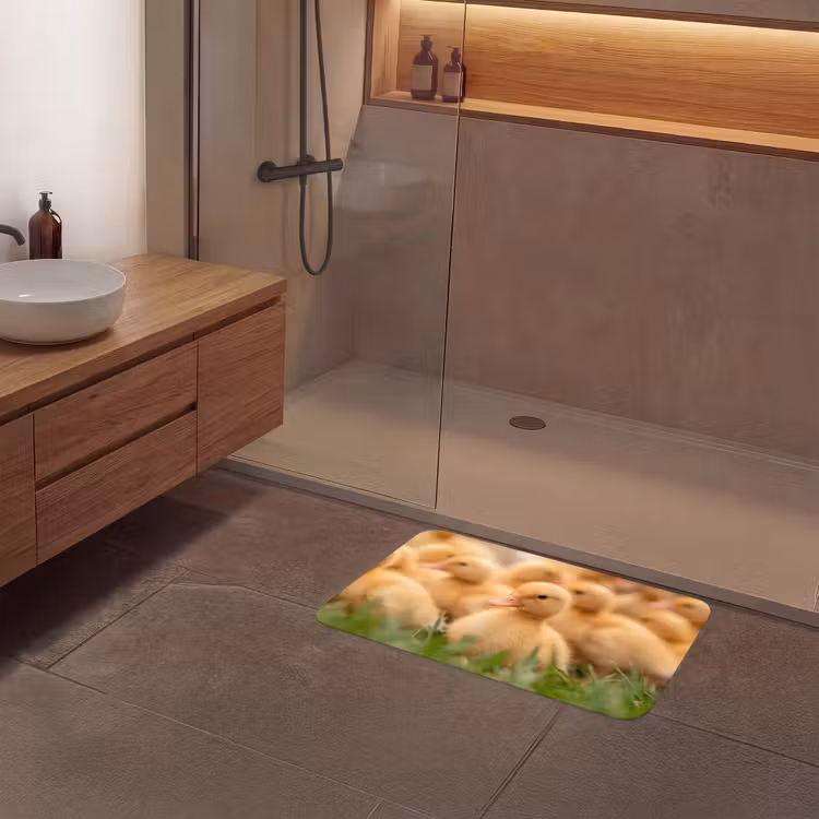 Pijltje - Eend - Natuur - Geel Badmat middel -sfeer2