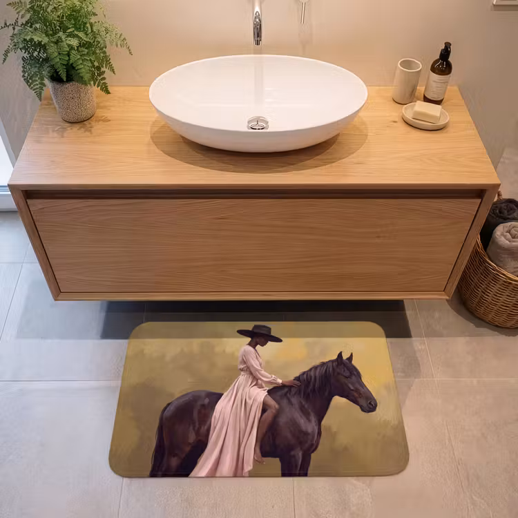 Paard - Klassiek - Oker Badmat middel -sfeer1