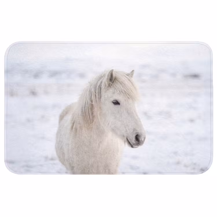 Paard - Kop - Winter - Dieren - Wit Badmat middel -3d