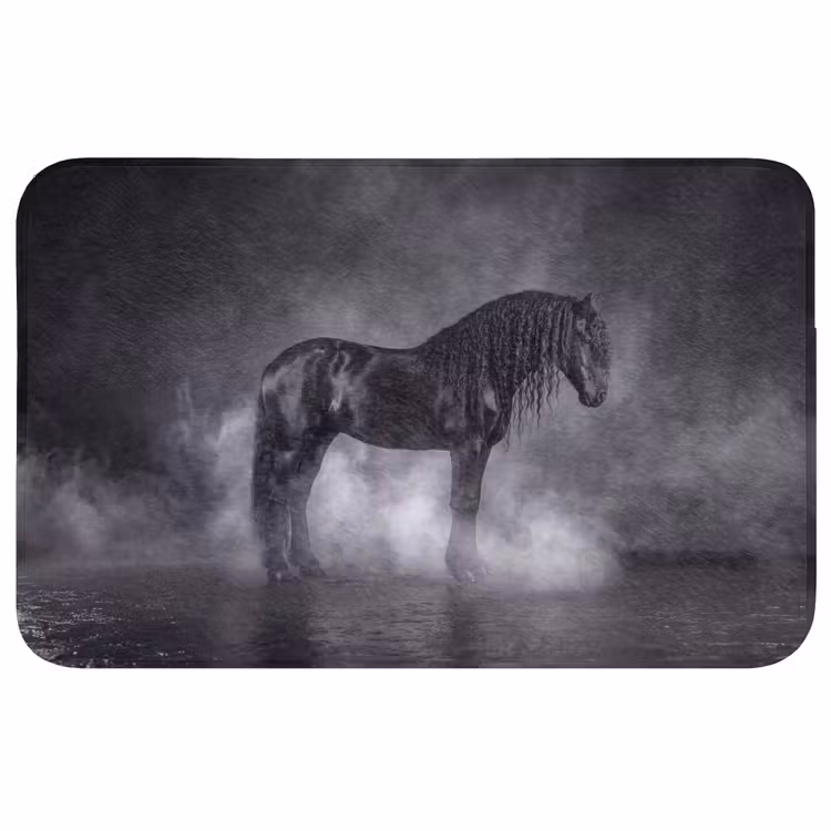 Paard - Magisch - Zwart Badmat middel -3d