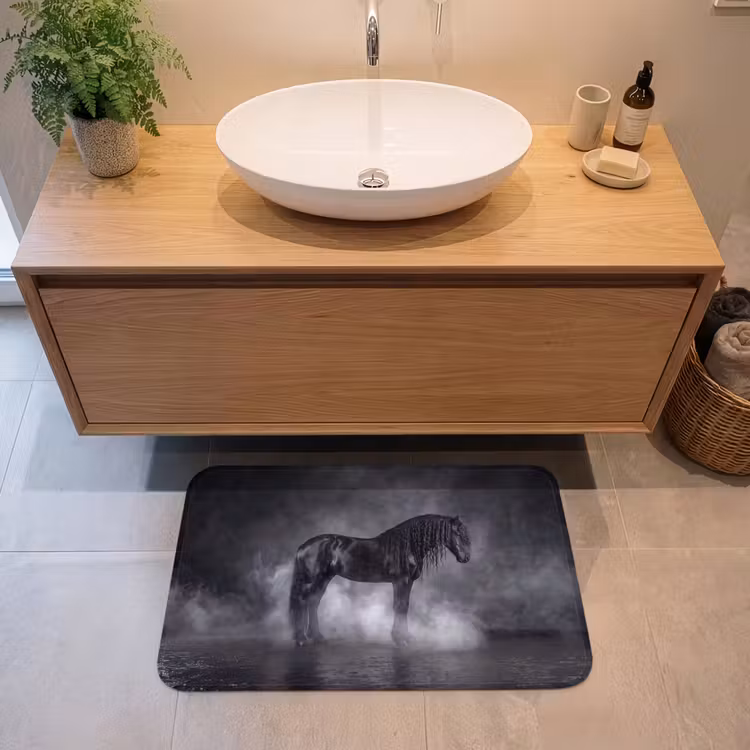 Paard - Magisch - Zwart Badmat middel -sfeer1