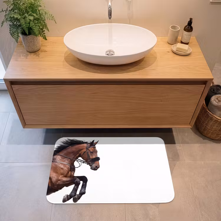 Paard - Springen - Modern Badmat middel -sfeer1