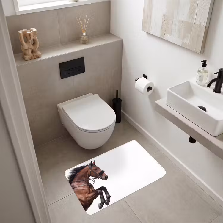 Paard - Springen - Modern Badmat middel -sfeer4