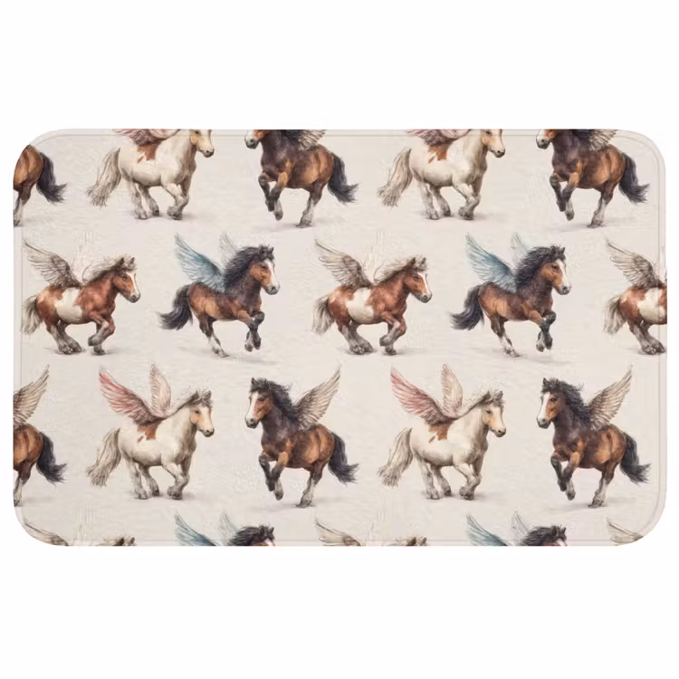 Paarden - Vleugels - Kleurrijk Badmat middel 997 -3d