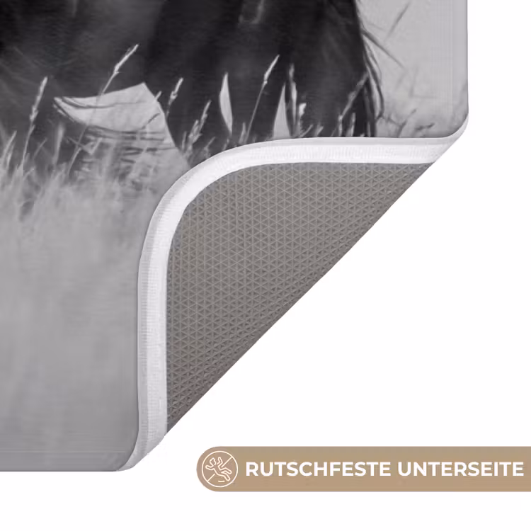 Paarden - Gras - Zwart - Wit Badmat middel -USP_AntislipDE
