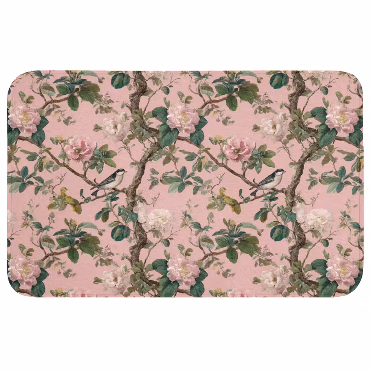 Pioenrozen - Botanisch - Vogel Badmat middel 997 -3d